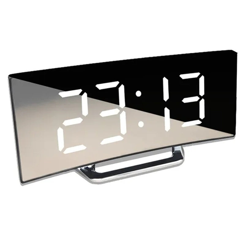 LED-Wecker mit geschwungenem Display für Nachttisch, Schreibtisch & Büro – Kompakte 2,8-Zoll-Zeitanzeige in Schwarz – Moderne Schlafzimmeruhr für | Thomler