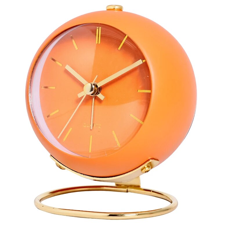 Kompakte Metall-Tischuhr Quarzwerk Grün Gold-Finish Analoge Nachttischuhr für Schlafzimmer Heimbüro Kleiner Retro-Akzent | Thomler