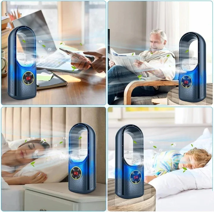 Flüsterleiser, blattloser persönlicher Luftkühler für Schreibtisch und Schlafzimmer, tragbarer kompakter Tischventilator mit mehreren Geschwindigkeitsstufen, energieeffizient