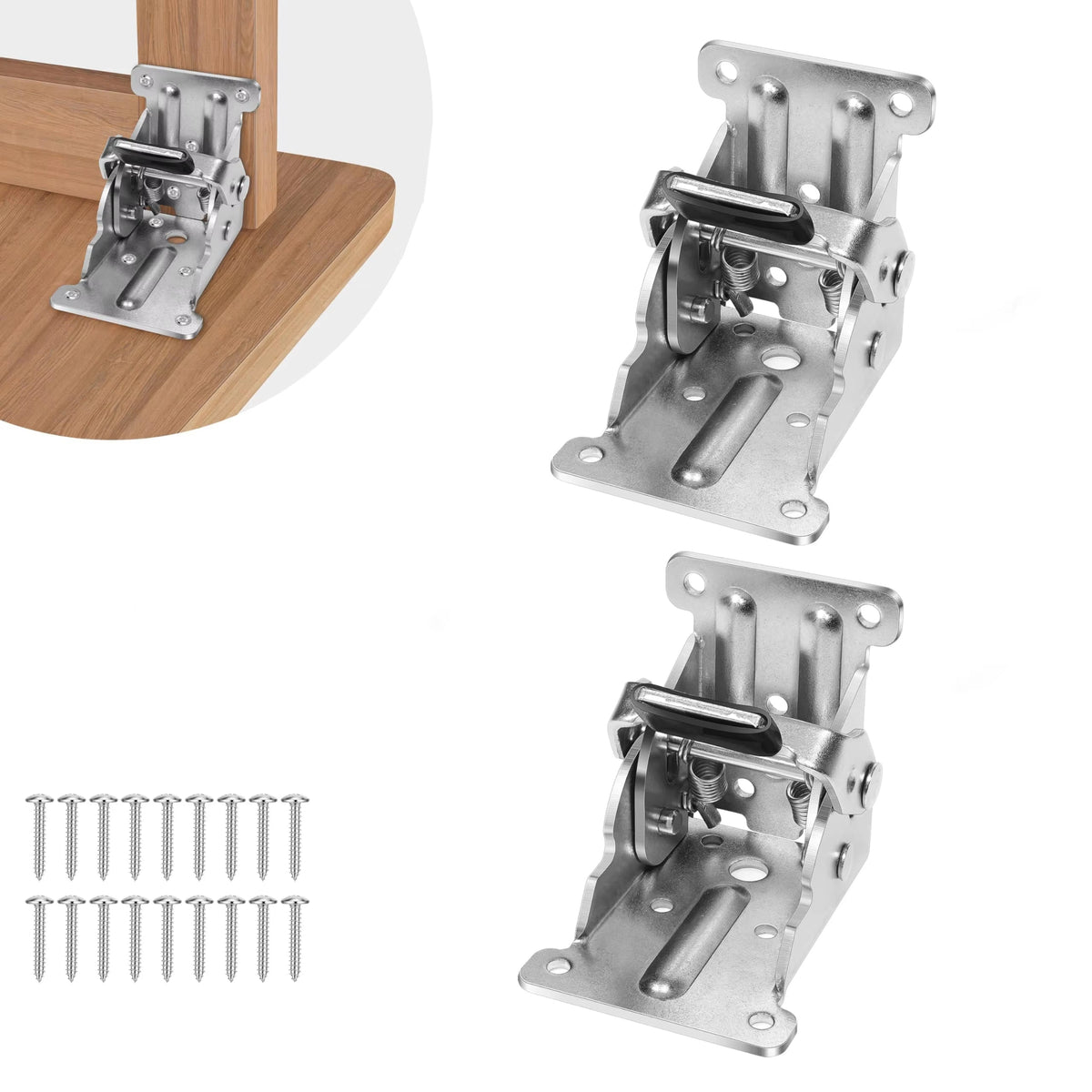 Heavy-Duty Folding Table Bracket Set — Self-Locking Steel Support Legs for Workbenches, RV Furniture, Drop-Leaf Dining Tables, Collapsible B | Thomler