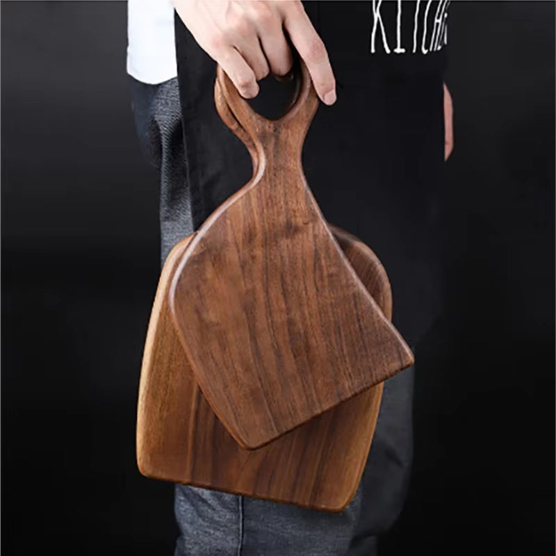 Solid Walnut Cutting Board 2-Piece Set with Loop Handle for Hanging Kitchen Prep and Serving Boards Natural Wood Grain Charcuterie Platter C | Thomler