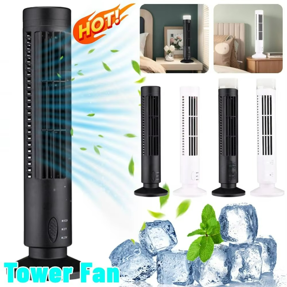 Ventilador de torre de escritorio USB, enfriador de aire compacto sin aspas, flujo de aire silencioso de 2 velocidades, enfriamiento seguro para el hogar, oficina, dormitorio, habitación y trabajo