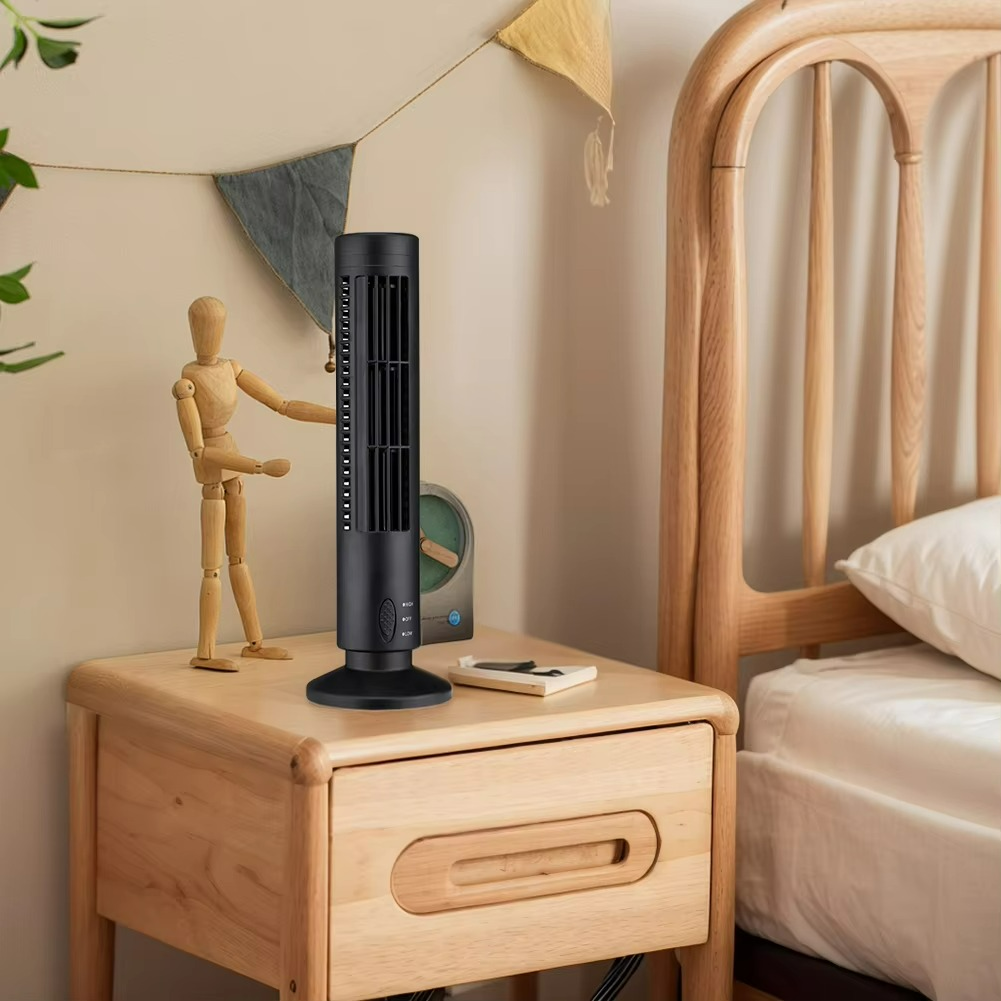 USB-Desktop-Turmventilator, blattlos, kompakter Luftkühler, persönlicher Ventilator, 2 Geschwindigkeitsstufen, leiser Luftstrom, sichere Kühlung für Zuhause, Büro, Wohnheim, Schlafzimmer und Arbeit
