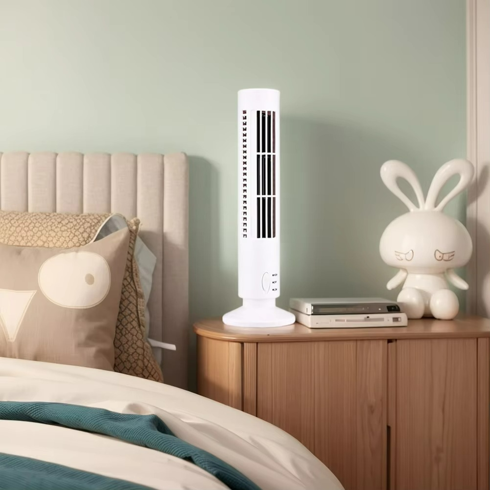 Ventilador de torre de escritorio USB, enfriador de aire compacto sin aspas, flujo de aire silencioso de 2 velocidades, enfriamiento seguro para el hogar, oficina, dormitorio, habitación y trabajo