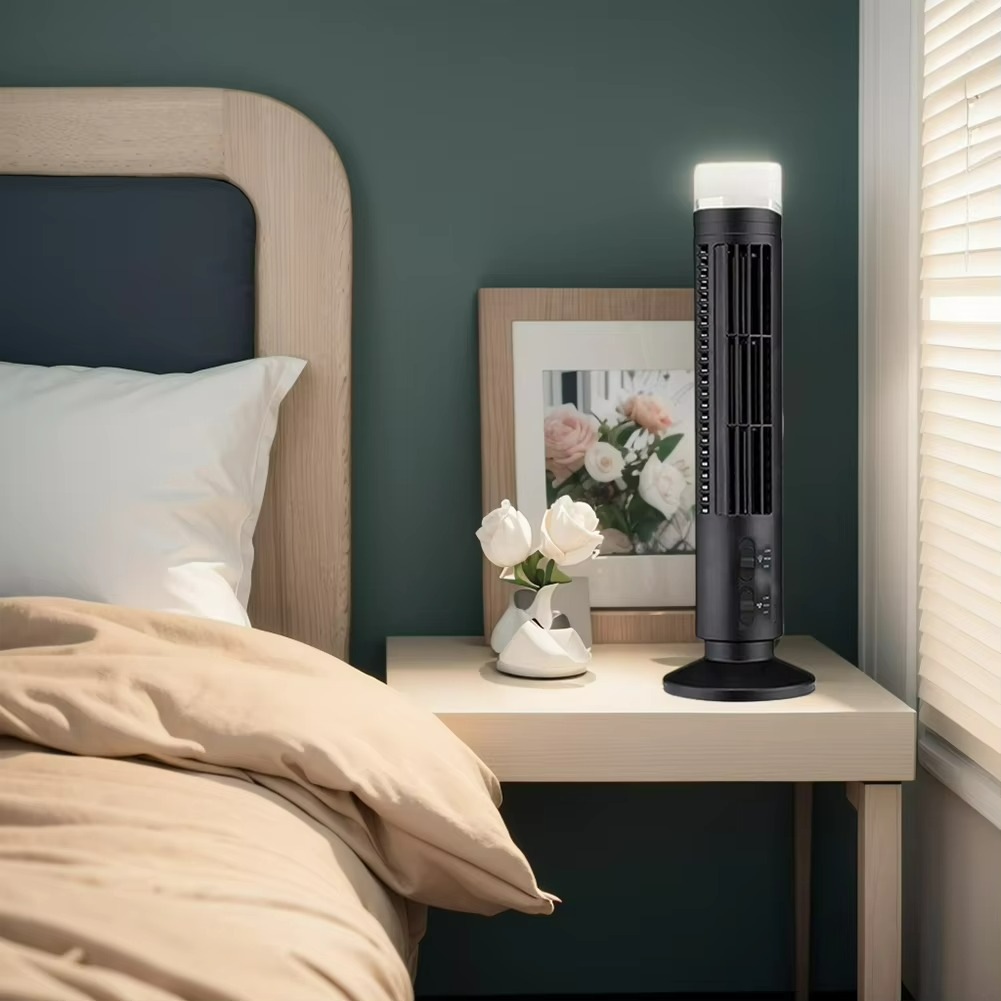 Ventilador de torre de escritorio USB, enfriador de aire compacto sin aspas, flujo de aire silencioso de 2 velocidades, enfriamiento seguro para el hogar, oficina, dormitorio, habitación y trabajo