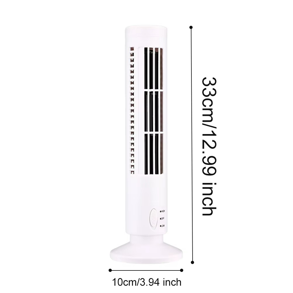 Ventilador de torre de escritorio USB, enfriador de aire compacto sin aspas, flujo de aire silencioso de 2 velocidades, enfriamiento seguro para el hogar, oficina, dormitorio, habitación y trabajo