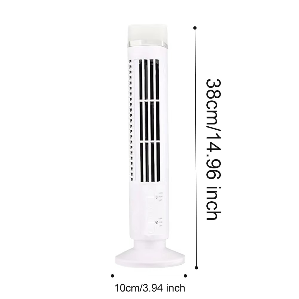 Ventilador de torre de escritorio USB, enfriador de aire compacto sin aspas, flujo de aire silencioso de 2 velocidades, enfriamiento seguro para el hogar, oficina, dormitorio, habitación y trabajo