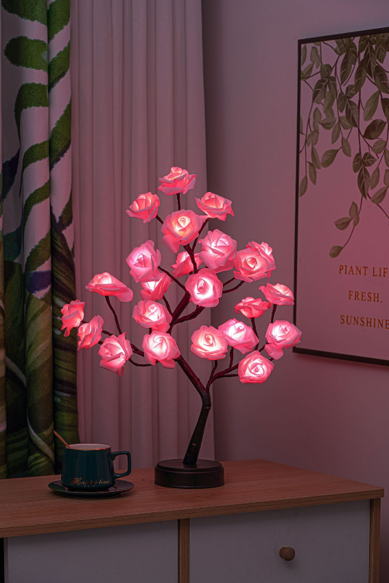 LED-Kirschblütenbaum-Lampe warmweißes Licht 24 Blüten 40 cm dekorativer Tischschmuck für Schlafzimmer Wohnzimmer Kinderzimmer batteriebetrieben