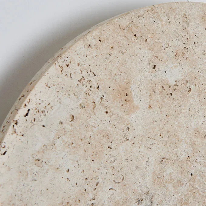 Round Stone Wall Sconce with Integrated Warm LED Light for Bedroom Hallway Living Room Modern Minimalist Travertine Fixture Indoor Ambient L | Thomler