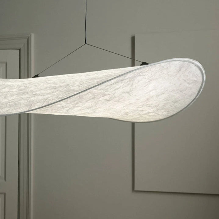 Woven Silk Shade Hanging Lamp White 16-31 in Adjustable Cord Warm Ambient Glow for Dining Room Bedroom Living Room Modern Minimalist Ceiling | Thomler