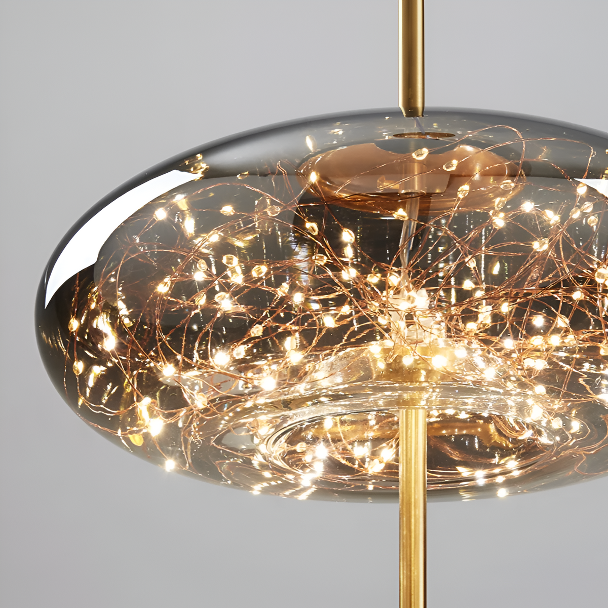Glass Hanging Fixture with Adjustable Cord for Dining Table & Kitchen Island | Modern Suspended Light in Amber or Gray | Oval Sphere Capsule | Thomler
