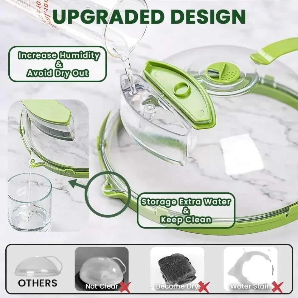 Spritzschutz-Mikrowellenhaube mit integriertem Dampfgarer und verstellbarem Ventil