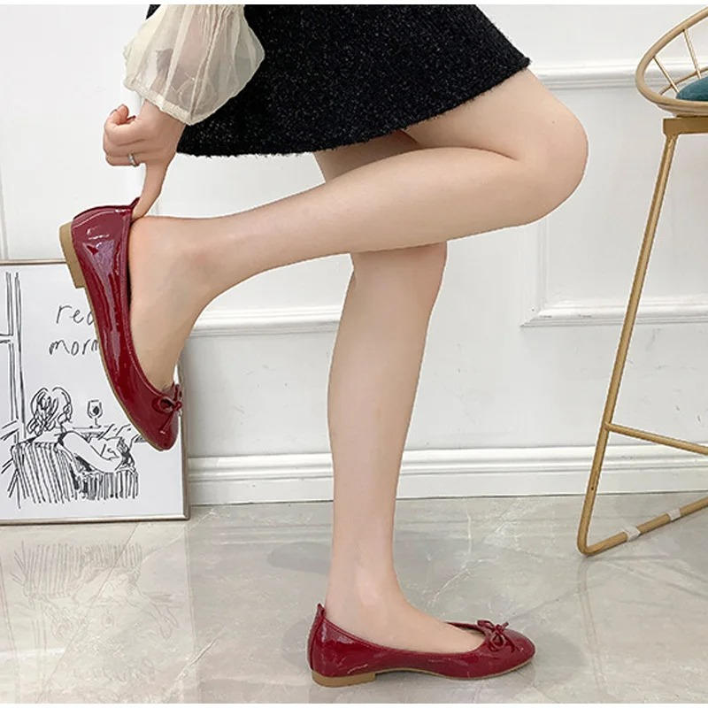 Damen-Ballerinas mit Fußgewölbestütze und gepolsterter Innensohle, zum Hineinschlüpfen