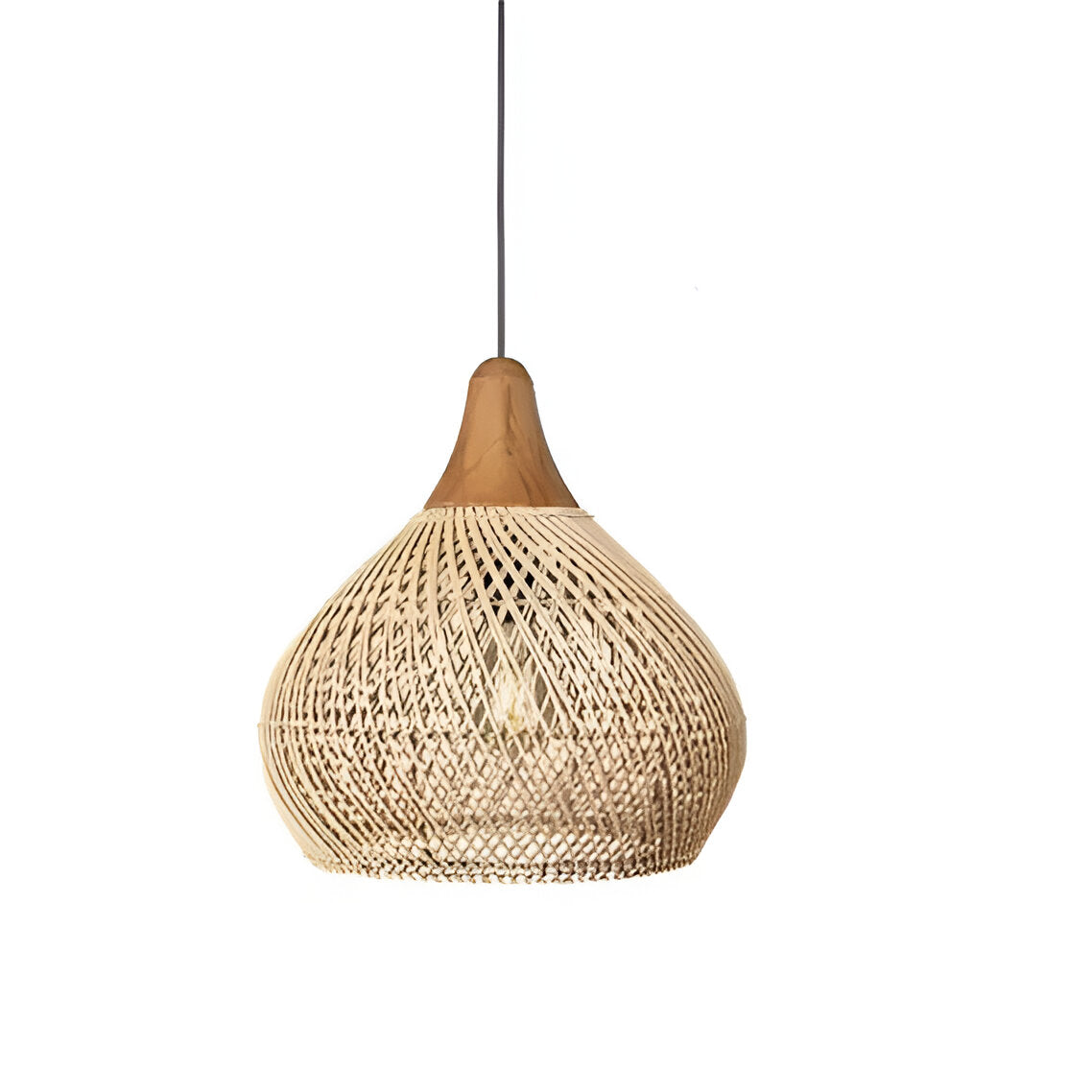 Geweven rieten plafondlamp 20 inch, kap van natuurlijke vezels voor kookeiland, eetkamer, hanglamp in boho-, boerderijstijl met organische textuur van touw | Thomler