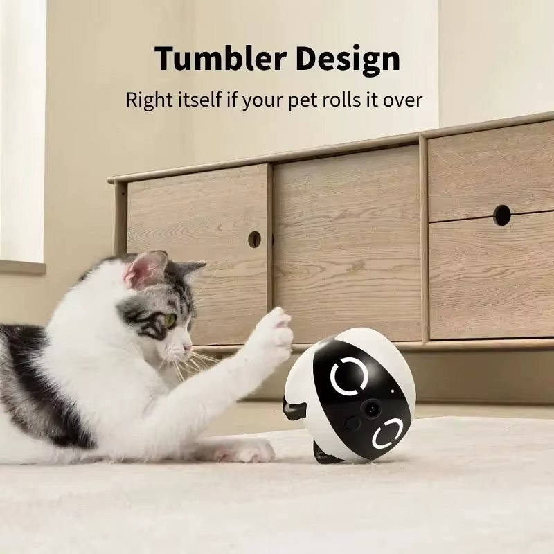 Robot cámara para mascotas 2K Mini, cámara interior móvil con control desde app, comunicación bidireccional, visión nocturna y detección de movimiento