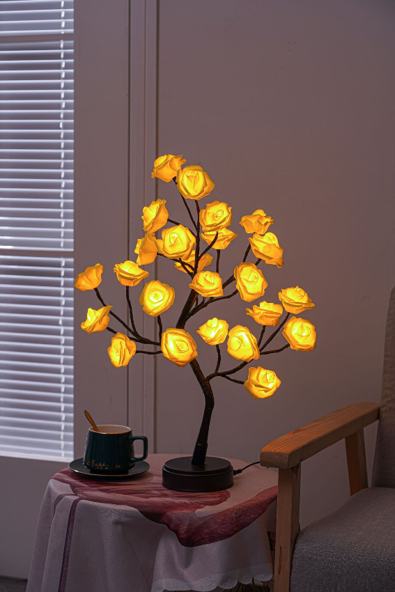LED-Kirschblütenbaum-Lampe warmweißes Licht 24 Blüten 40 cm dekorativer Tischschmuck für Schlafzimmer Wohnzimmer Kinderzimmer batteriebetrieben