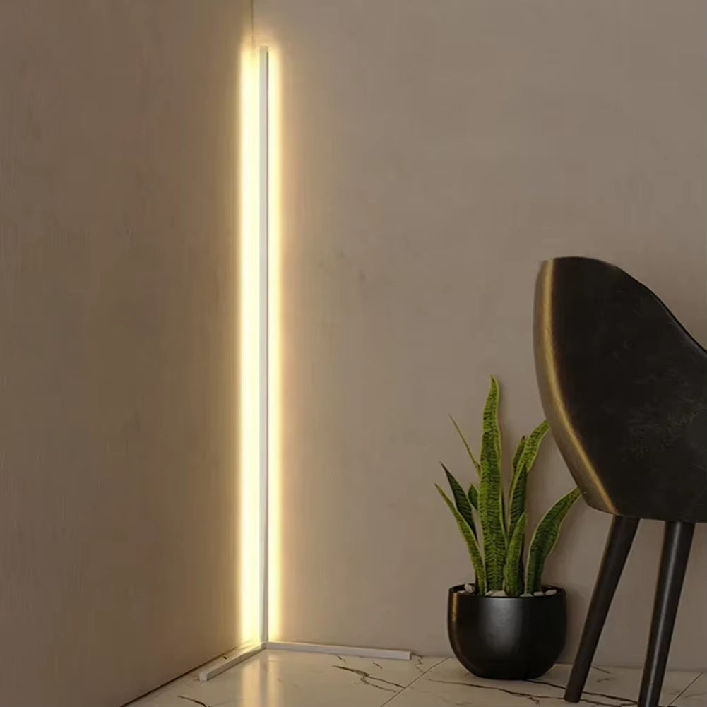 Dimmable LED Corner Floor Lamp with Remote Control Black 56 in Tall | Adjustable Light Temperature for Living Room Bedroom Office | Modern A | Thomler