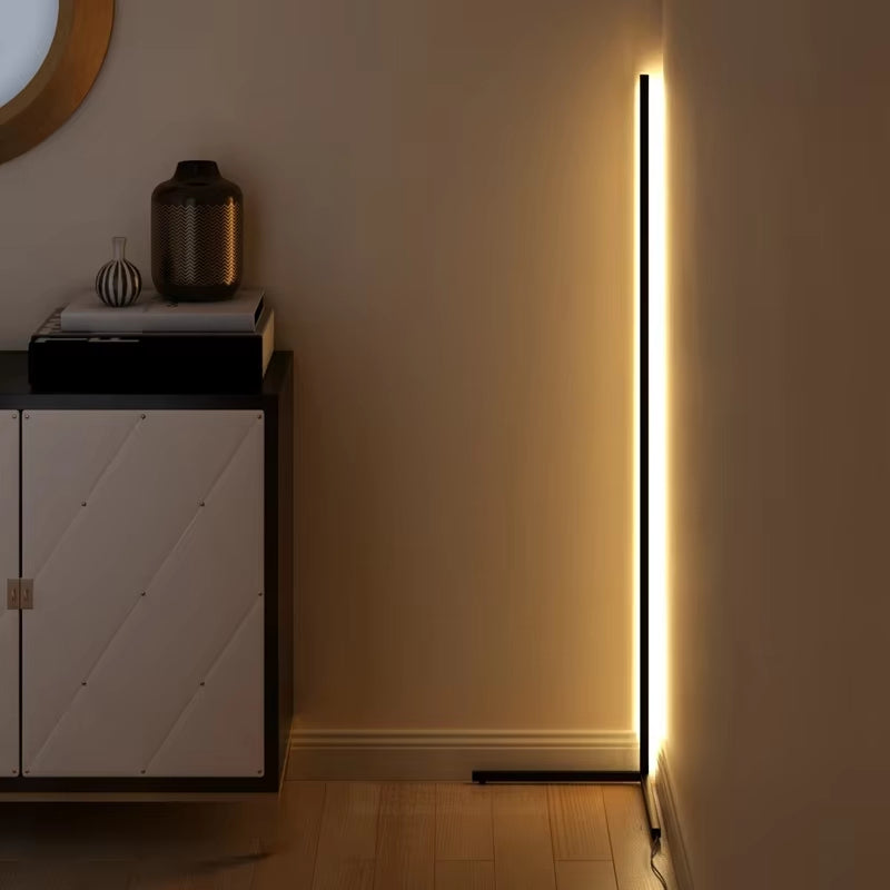 Dimmable LED Corner Floor Lamp with Remote Control Black 56 in Tall | Adjustable Light Temperature for Living Room Bedroom Office | Modern A | Thomler
