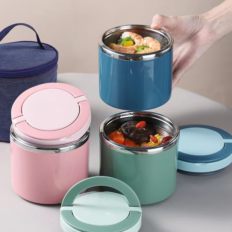 Isolierter Lebensmittelbehälter aus Edelstahl, auslaufsicher, Thermo-Mittagsbehälter, heiß/kalt, 600 ml / 1000 ml, weite Öffnung für Arbeit, Schule, Reise, Suppe, Pasta, Reis | Thomler