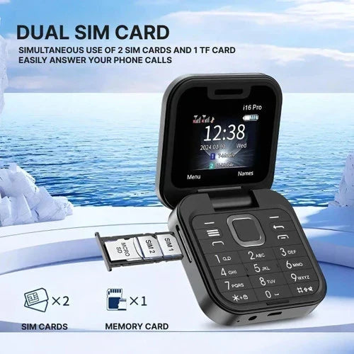 Compacte opvouwbare dual-sim mobiele telefoon
