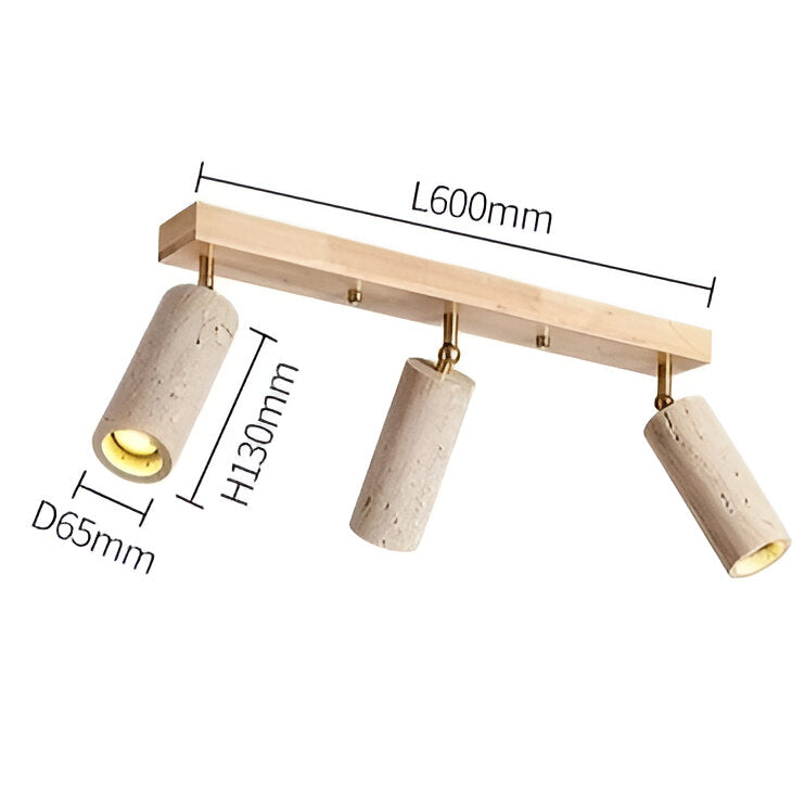 Dreifache verstellbare Strahlerleiste in Stein-Optik, Holz-Finish, 24 Zoll, für Wohnzimmer, Schlafzimmer, Akzentbeleuchtung, moderne, flache Leuchte | Thomler