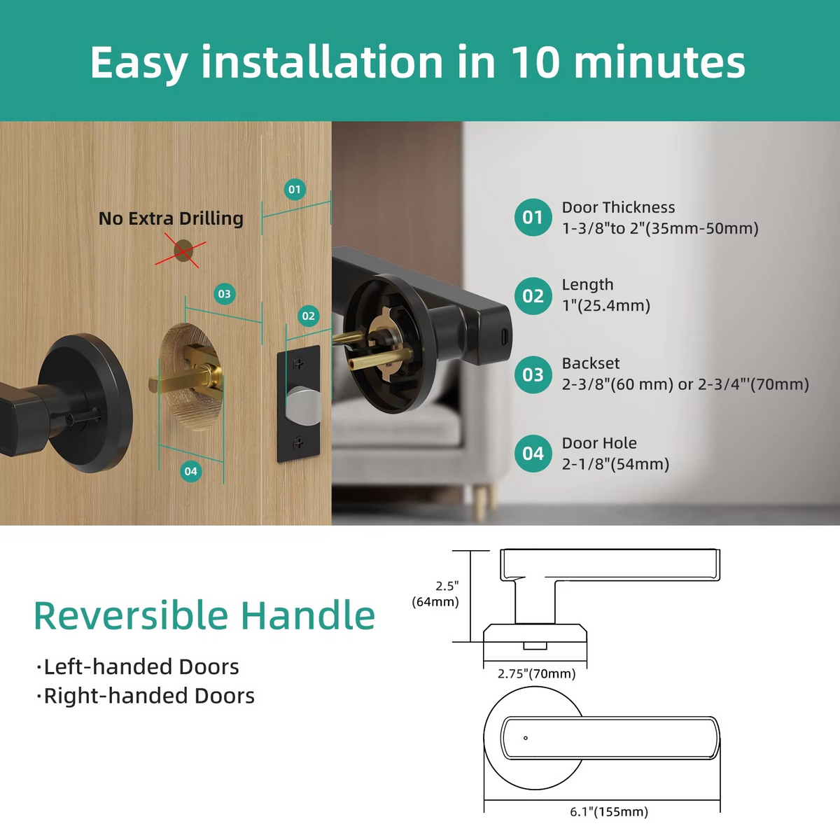Keyless deurslot met klink