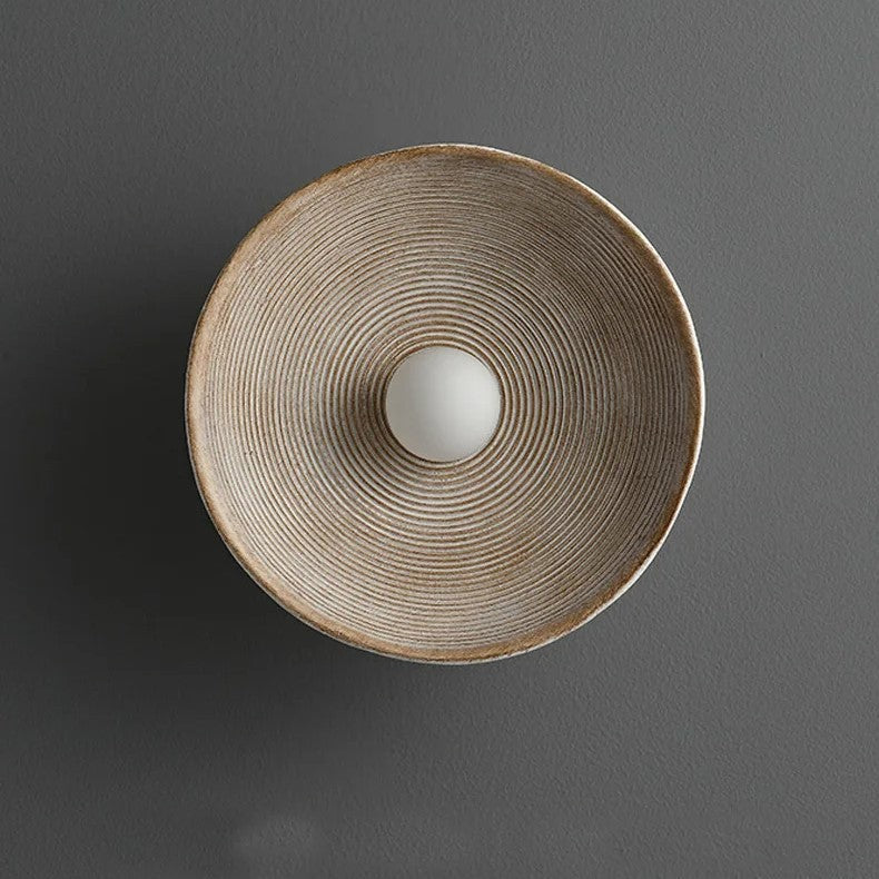 Ronde glazen wandlamp van hars, witte led-armatuur voor slaapkamer, hal en woonkamer, minimalistische wandlamp met zachte, sfeervolle verlichting voor in huis