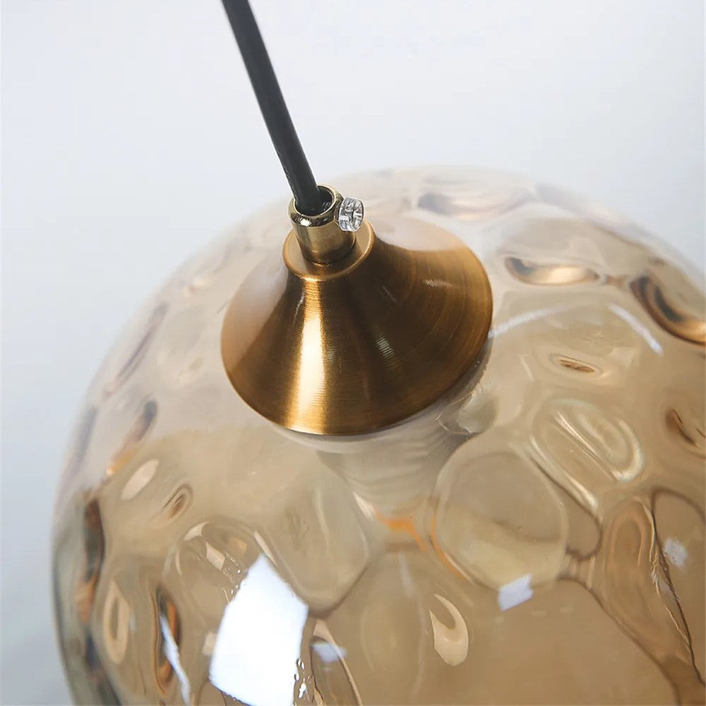 Getextureerde glazen hanglamp 7,9 inch, verlichting voor kookeiland in de eetkamer, in hoogte verstelbare moderne bolvormige pendellamp, minimalistische plafondlamp voor K | Thomler
