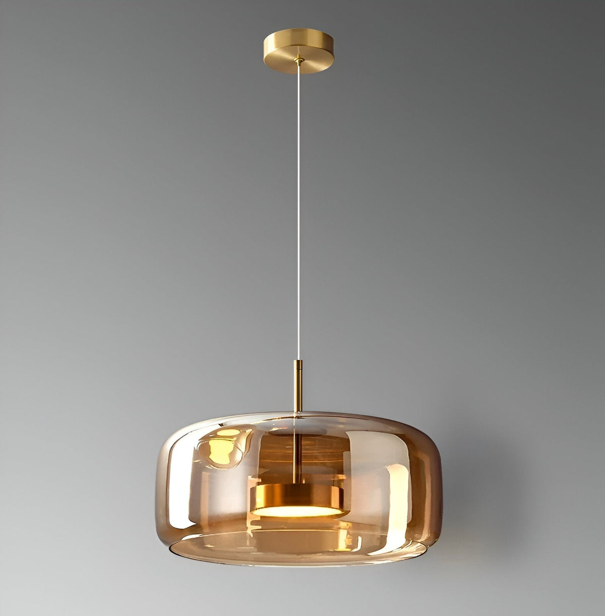 Triple Glass Dome Ceiling Light 15 in Adjustable Height for Kitchen Island Dining Room Modern Hanging Fixture Gray Smoked Finish | Thomler