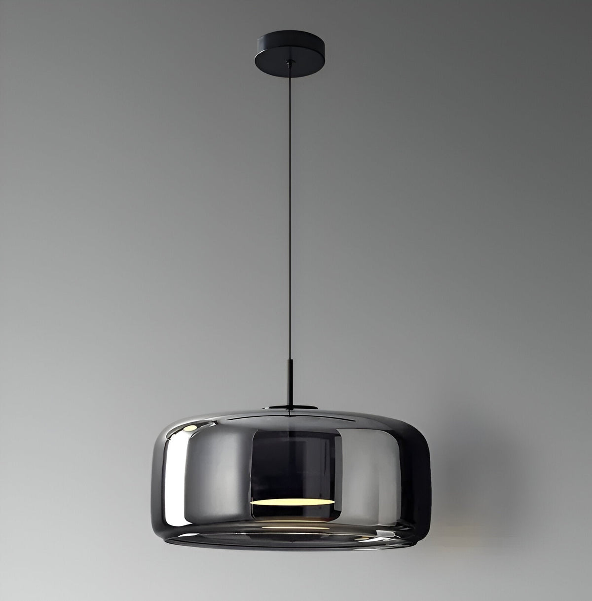 Triple Glass Dome Ceiling Light 15 in Adjustable Height for Kitchen Island Dining Room Modern Hanging Fixture Gray Smoked Finish | Thomler