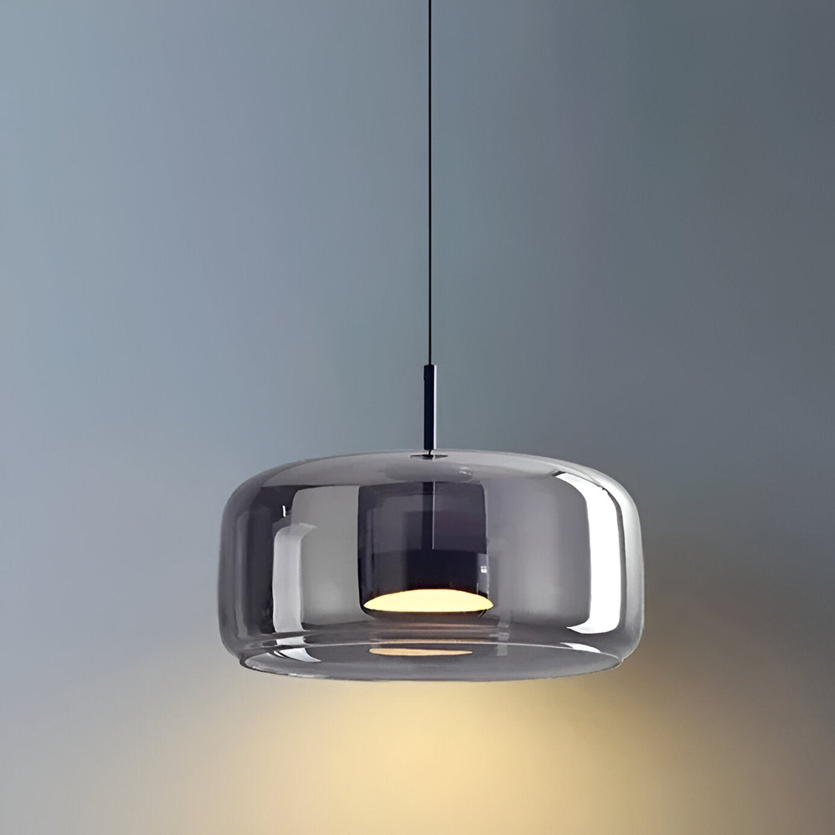 Triple Glass Dome Ceiling Light 15 in Adjustable Height for Kitchen Island Dining Room Modern Hanging Fixture Gray Smoked Finish | Thomler