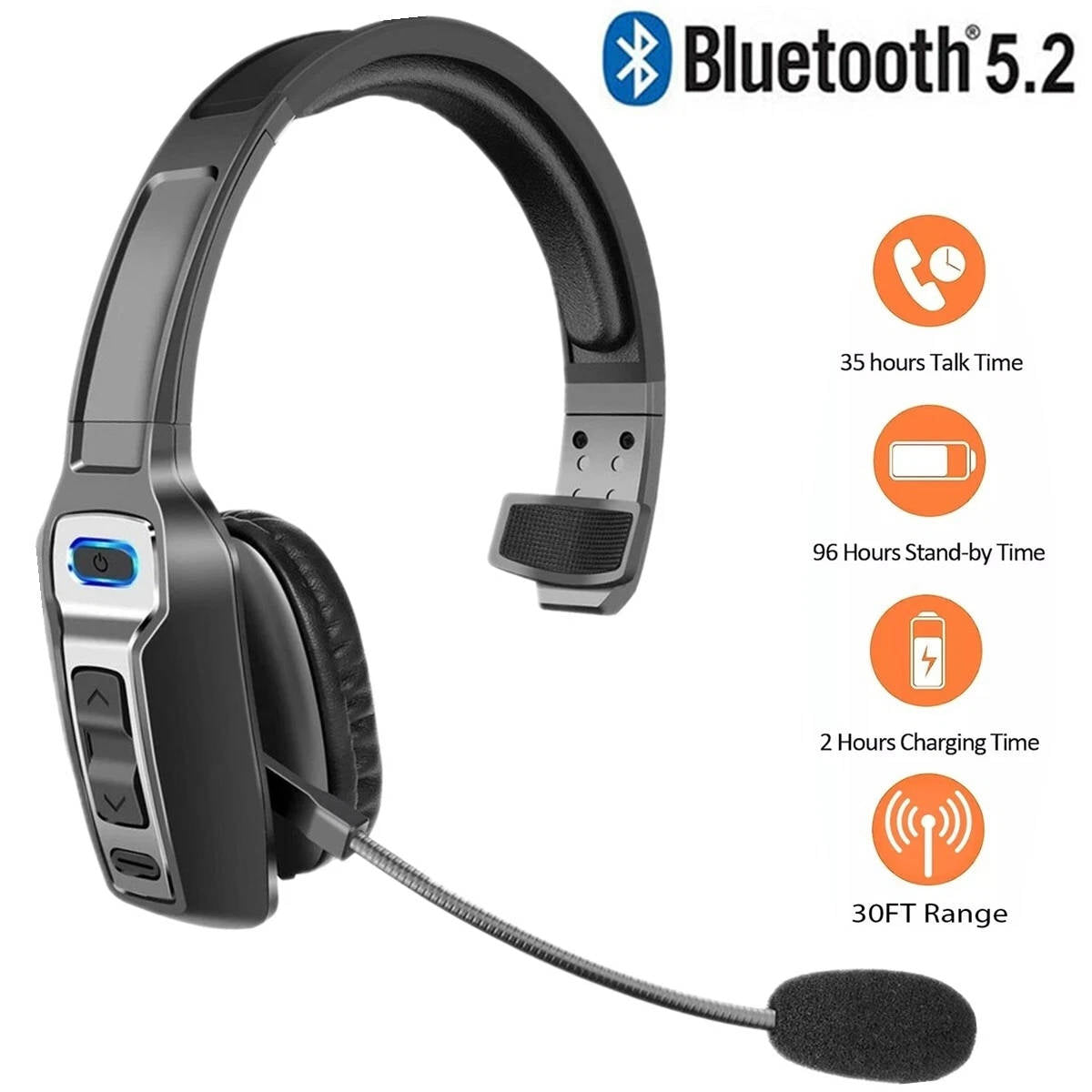 LKW-Headset, kabelloses Noise-Cancelling-Bluetooth-Headset mit Mikrofon für LKW-Fahrer