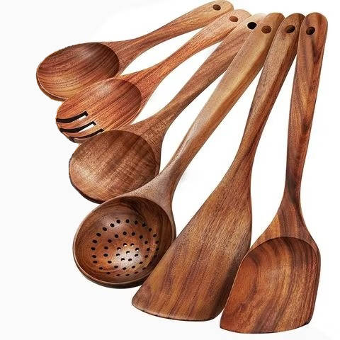 6-teiliges Besteckset aus Holz