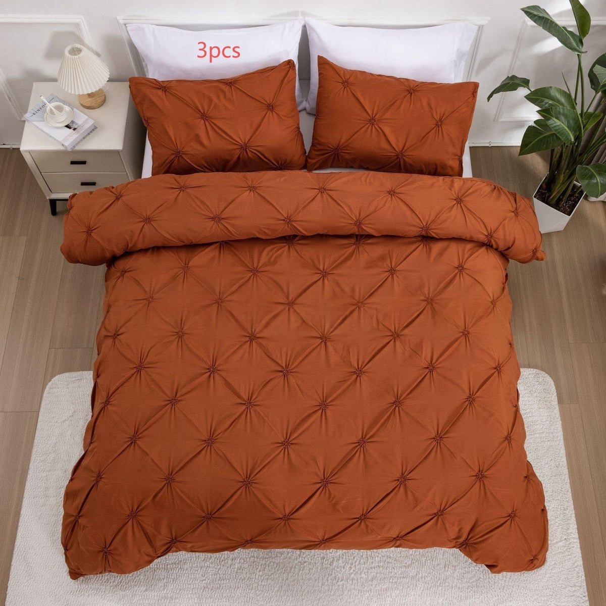 Juego de funda nórdica con pliegues y fundas de almohada a juego