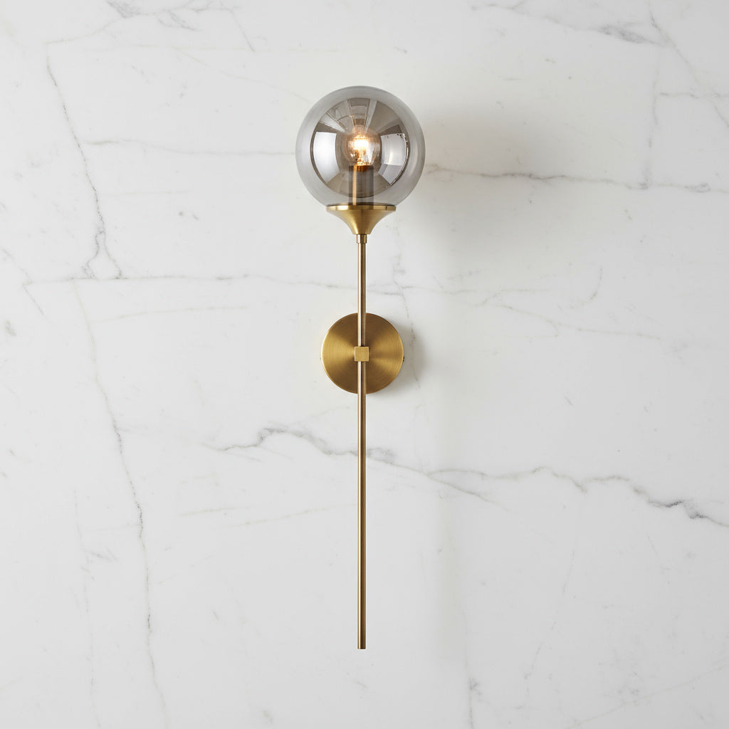 Glazen Wandlamp met Gouden Metalen Voet – Sfeerverlichting voor Slaapkamer, Woonkamer & Hal – 4 Kleuren voor de Kap | Thomler