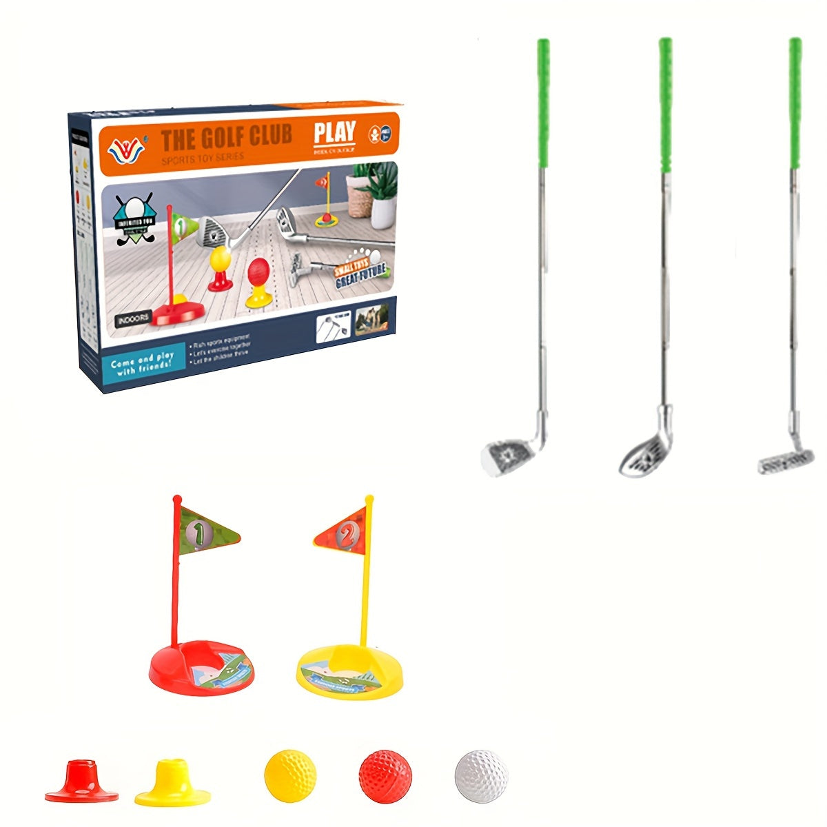 Golf-Trainingsset für Junioren mit höhenverstellbaren Schlägern für den Garten und das Wohnzimmer, Alter 3-8 Jahre | Thomler