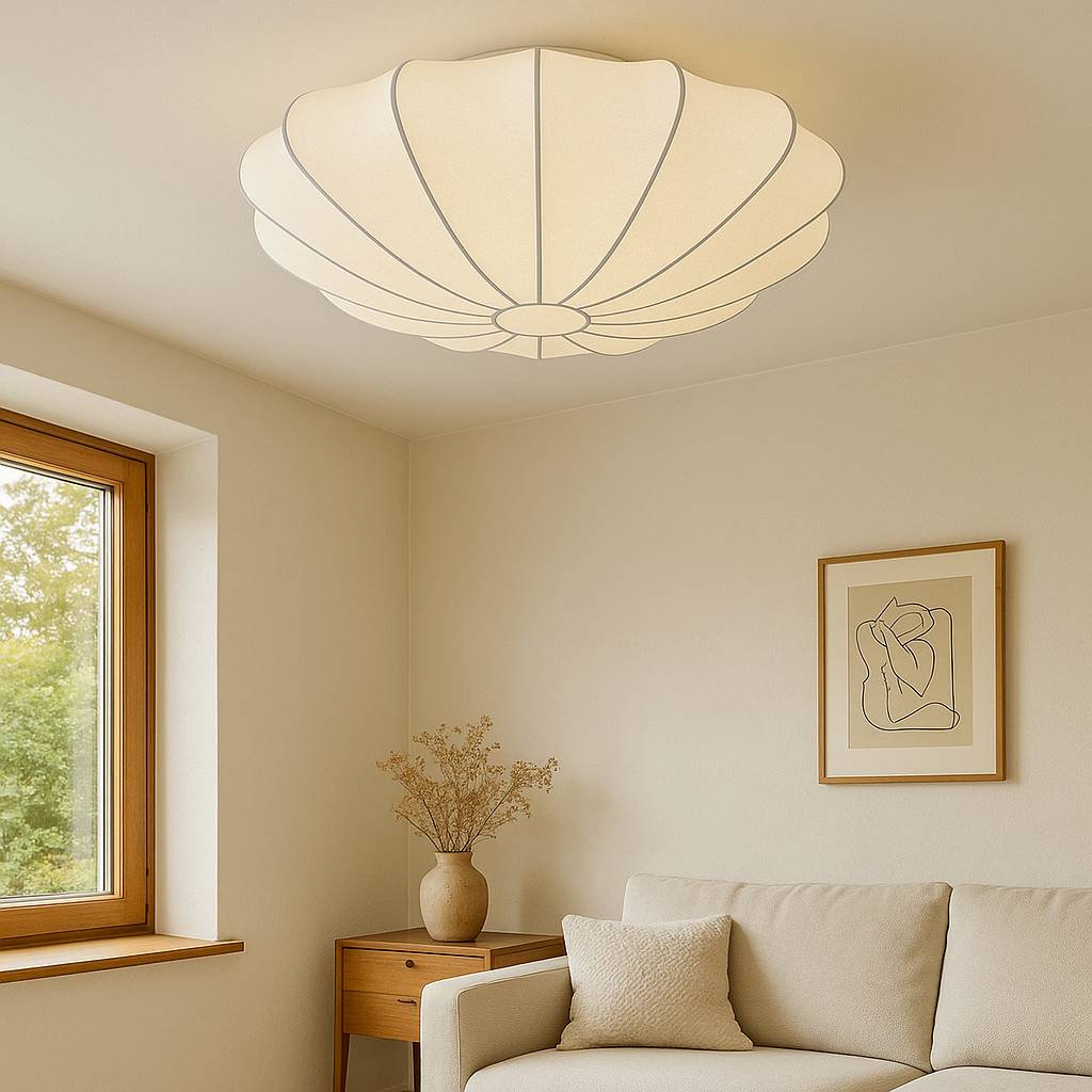 Hängende Pendelleuchte mit weichem Gewebeschirm, 40–79 cm Durchmesser, 3000K Umgebungslicht für Schlafzimmer und Essbereiche, moderne Deckenleuchte, bündige Montage | Thomler