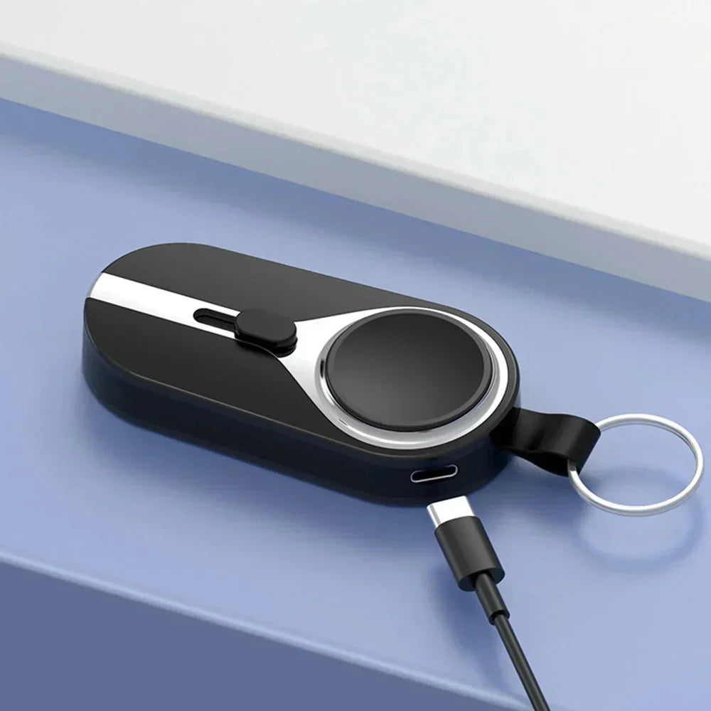 Power bank portátil de clip con base de carga inalámbrica para teléfonos inteligentes y relojes inteligentes, batería ligera tipo llavero con mosquetón en | Thomler
