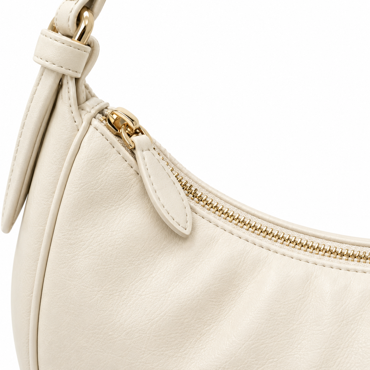 Beige halvemaanvormige schoudertas 12 inch – Gebogen