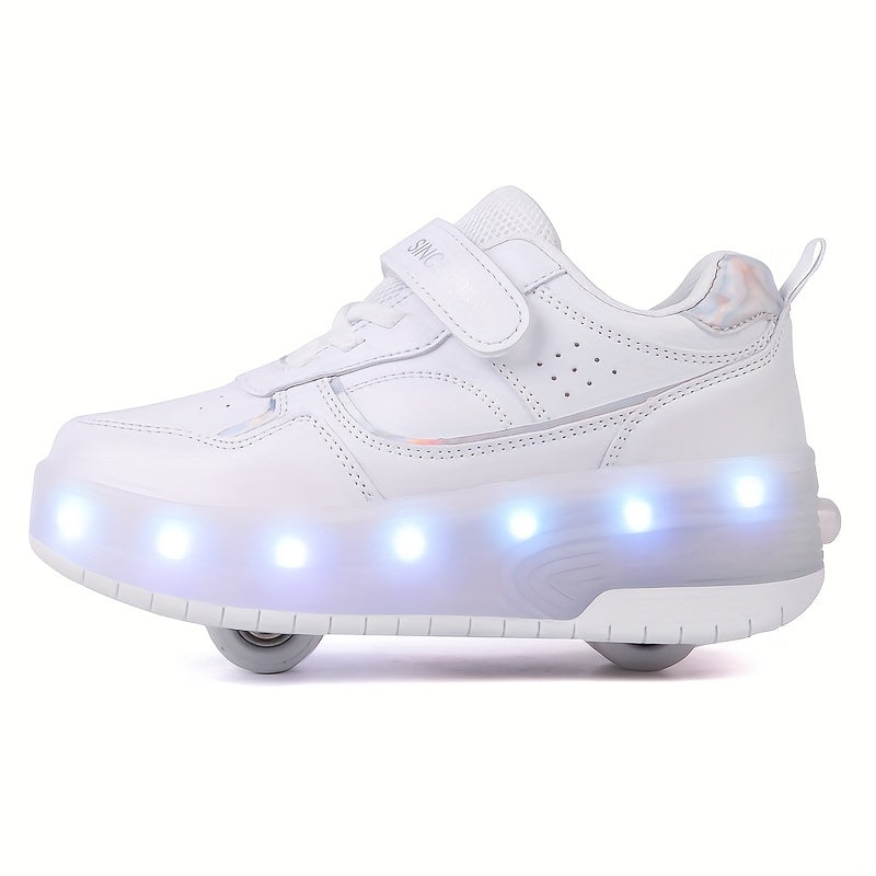 LED-Rollschuh-Sneaker für Kinder mit abnehmbaren Rollen – USB-aufladbare Inlineskates für Jungen & Mädchen