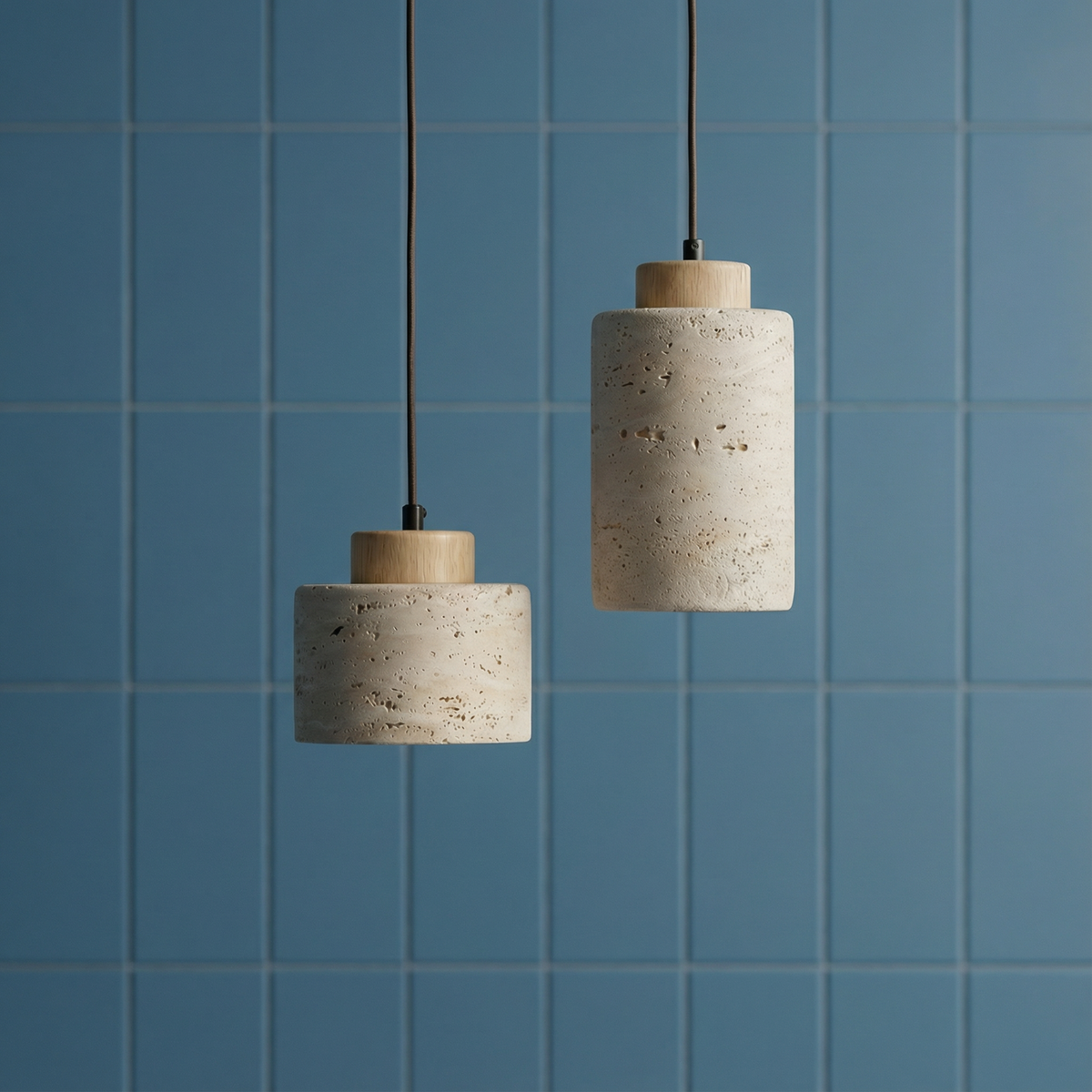 Hanglamp met textuur in steenlook en natuurlijke nerfafwerking voor keukeneiland en eetkamer, modern minimalistisch plafondarmatuur | Thomler