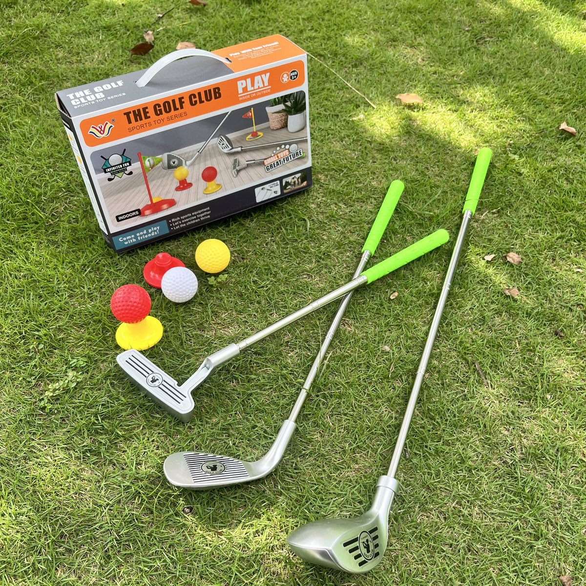 Golf-Trainingsset für Junioren mit höhenverstellbaren Schlägern für den Garten und das Wohnzimmer, Alter 3-8 Jahre | Thomler