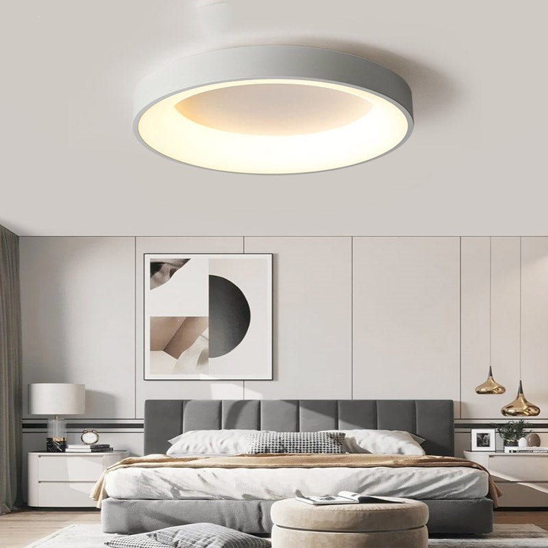 Round Flush Mount LED Fixture Iron Acrylic Low Profile for Bedroom Hallway Living Room Kitchen Dining Room Modern Minimalist Slim Design | Thomler