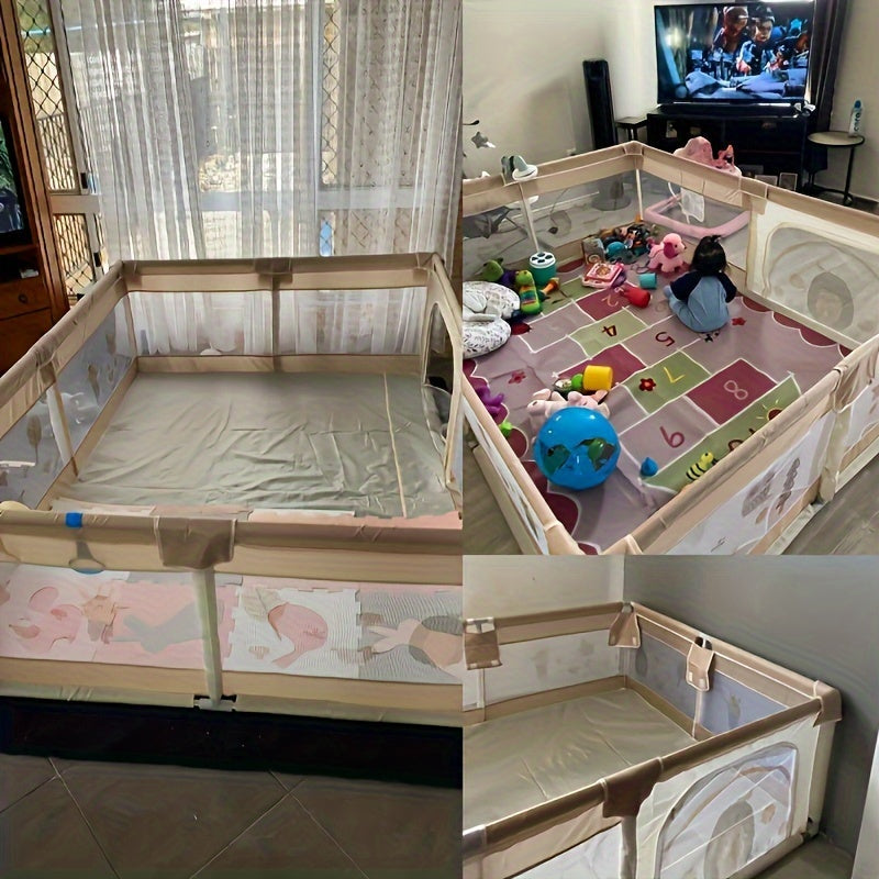 Cushioned Baby Play Yard with Animal Prints for Safe Indoor & Outdoor Exploration | Thomler