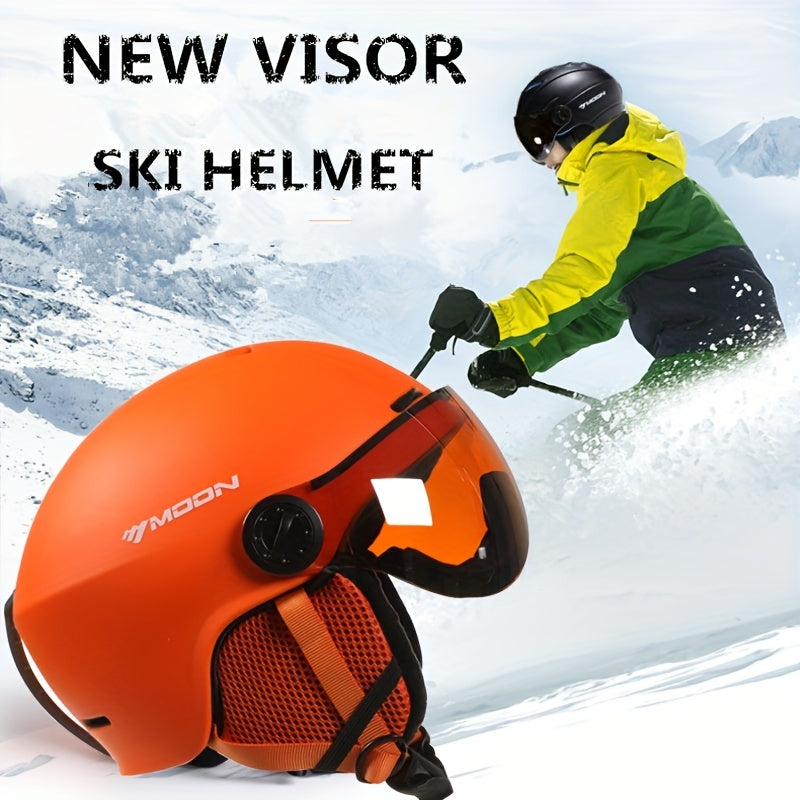 Wintersporthelm mit abnehmbarem Visier für Skifahren, Snowboarden und Bergsport, verstellbarer Kopfschutz, atmungsaktiv, gepolstert, leicht | Thomler