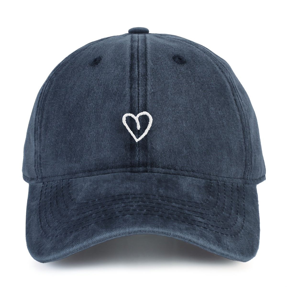 Adjustable Cotton Baseball Cap with Embroidered Heart Detail for Women – Breathable Summer Hat | Thomler