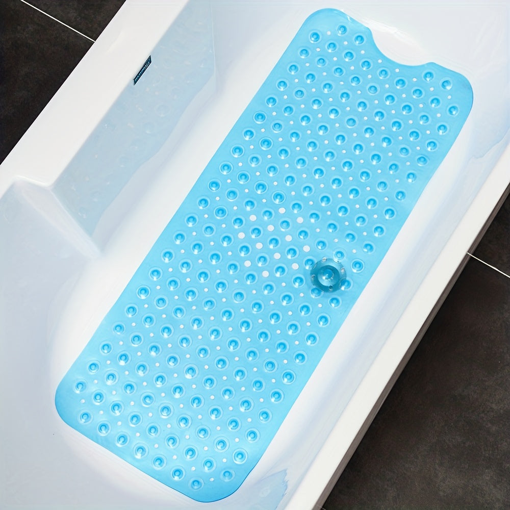 Anti-Rutsch-Duschmatte 40 × 16 Zoll Graue PVC-Badewanneneinlage mit Ablauflöchern und Saugnäpfen für nasse Oberflächen | Thomler
