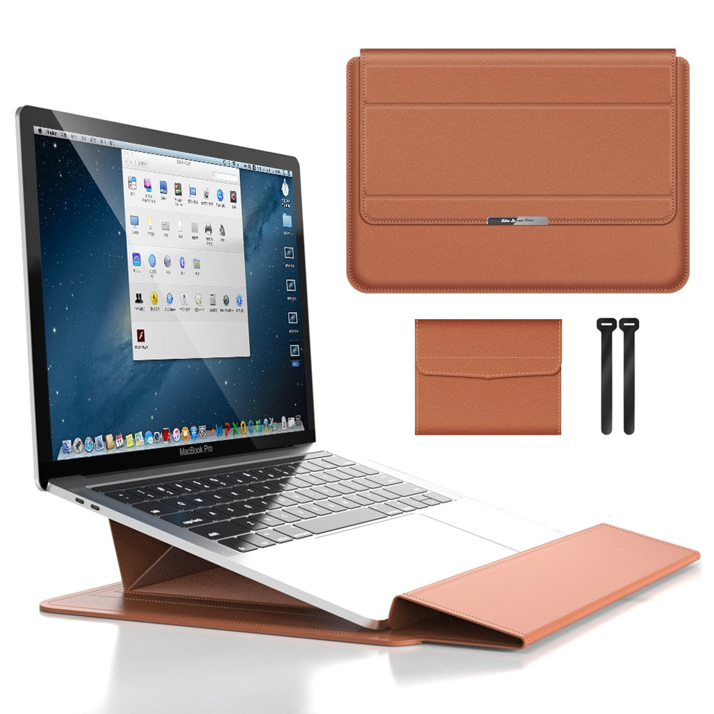 Convertible Notebook Case with Adjustable Angle Riser 11-16 Inch Slim Carrying Pouch Workspace Organizer for Remote Workers Students | Thomler
