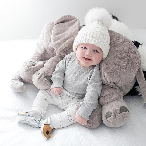 Plüschelefant-Kissen für Babys & Kleinkinder – Weiches Kuschelkissen für Mittagsschlaf, Spielzeit & Deko