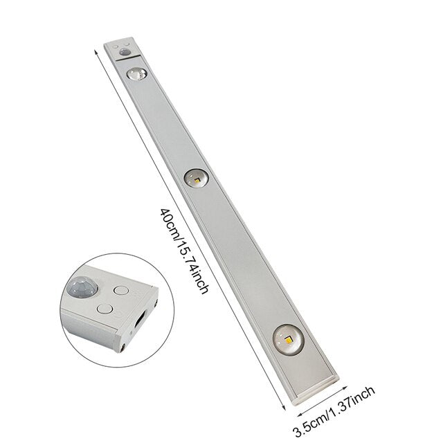 Rechargeable Motion Sensor Under Cabinet Light Bar USB Powered Closet Lighting Stick-On Wireless Stairway Night Light Dimmable Adjustable Co | Thomler
